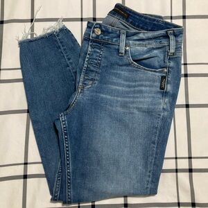 Silver skinny crop jeans